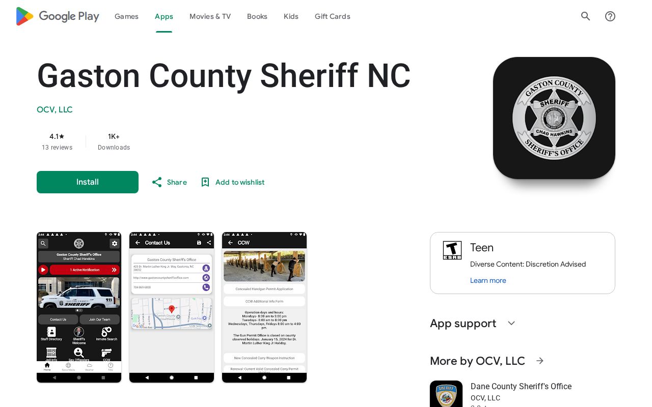 Gaston County Sheriff NC application listing