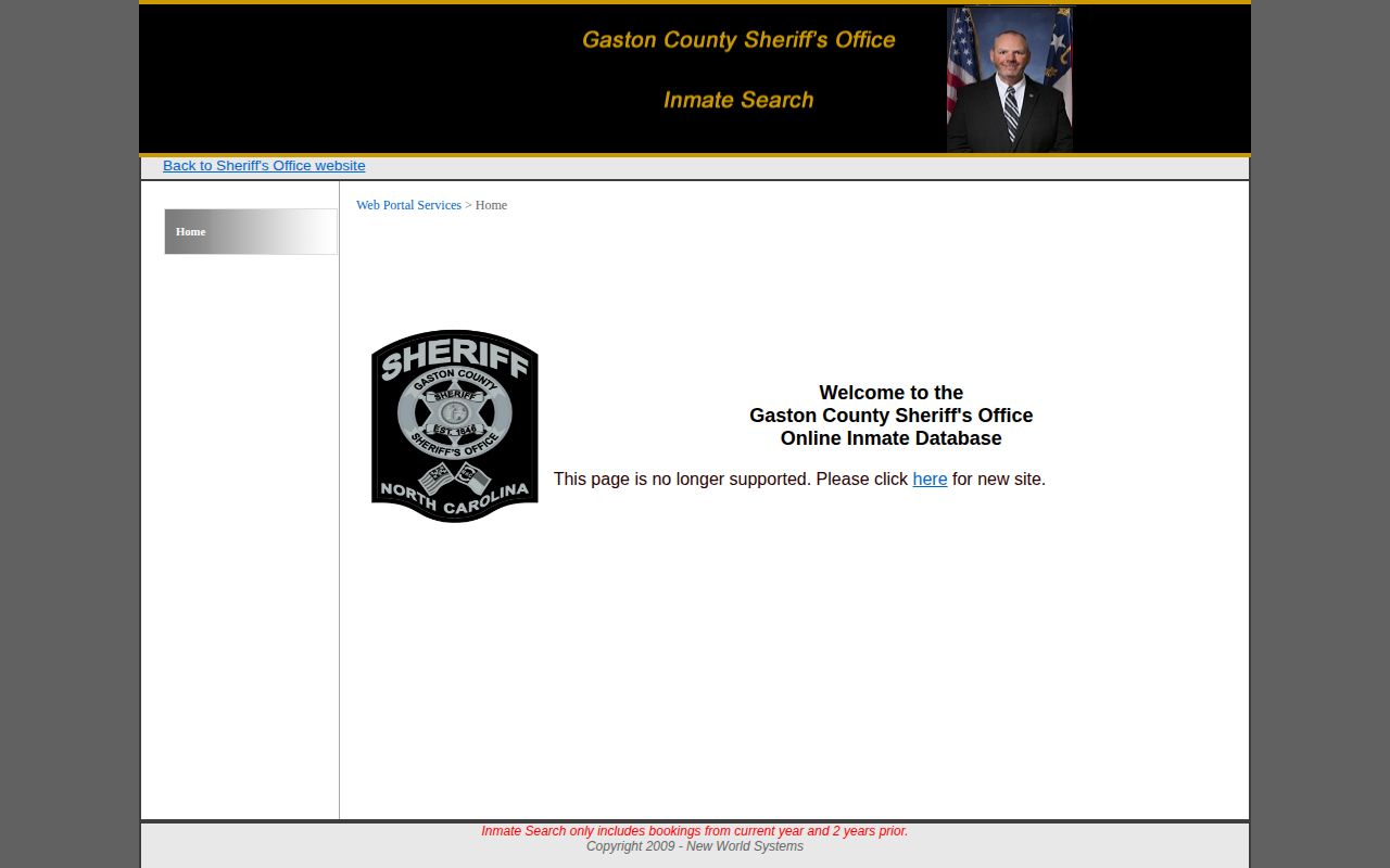 Legacy Gaston inmate inquiry unsupported notice