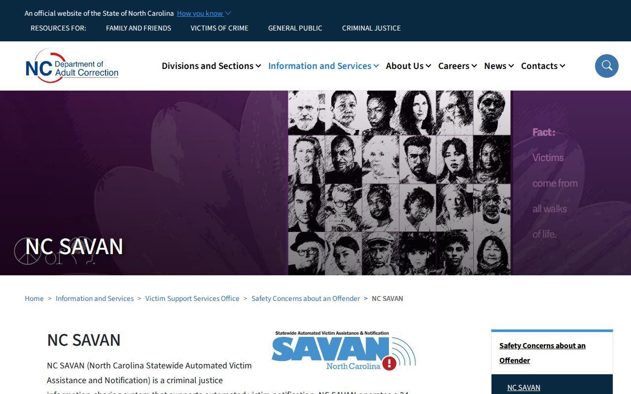 NC SAVAN custody notification information for Gaston County arrests