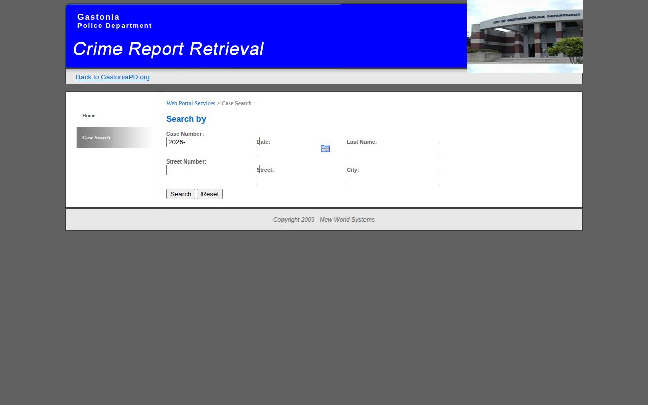 Gastonia Police official case record search for arrest reports